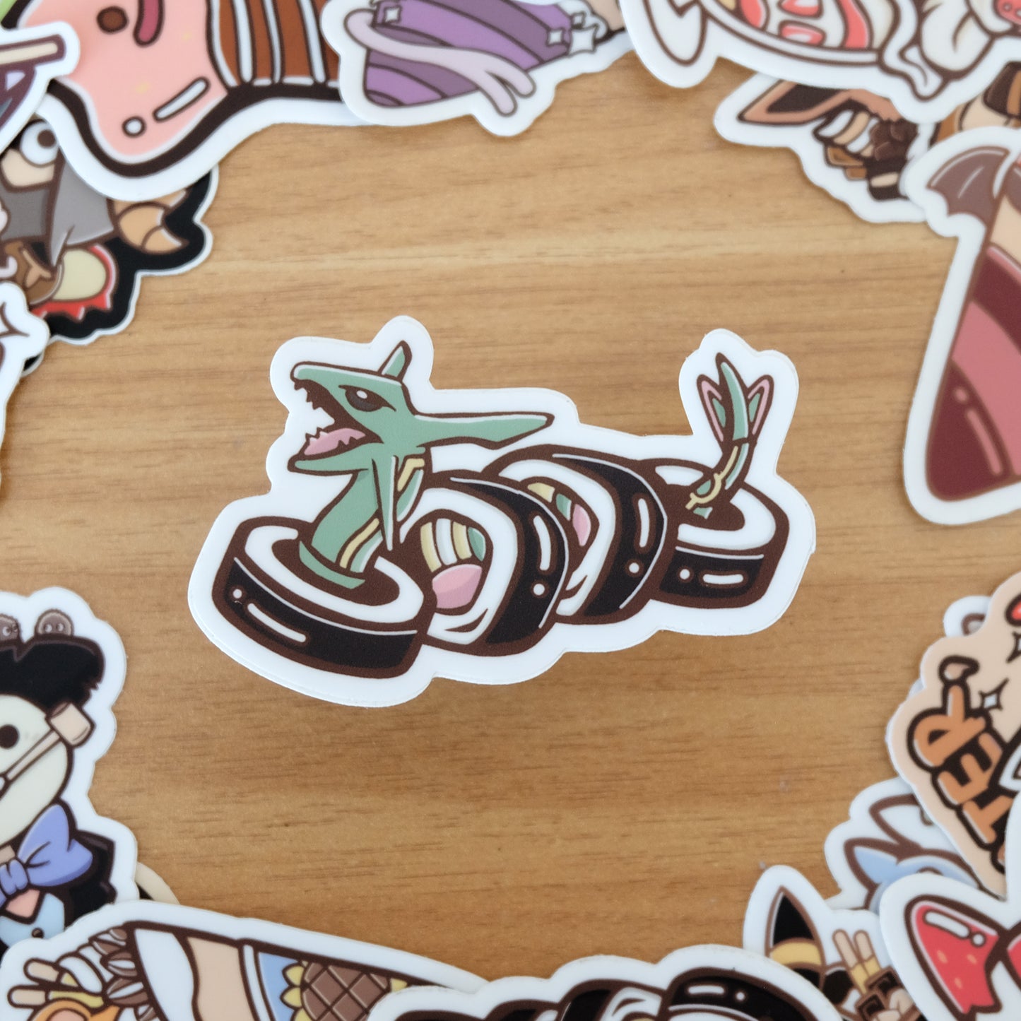 Green Dragon Roll Vinyl Sticker