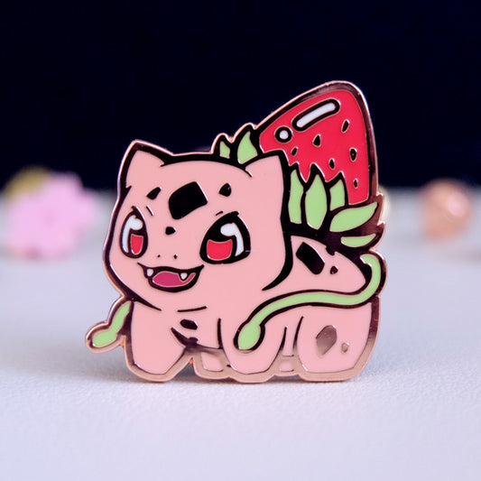 Strawbasaur Enamel Pin