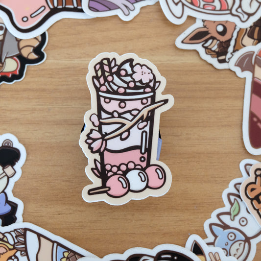Cherry Blossom Boba Vinyl Sticker