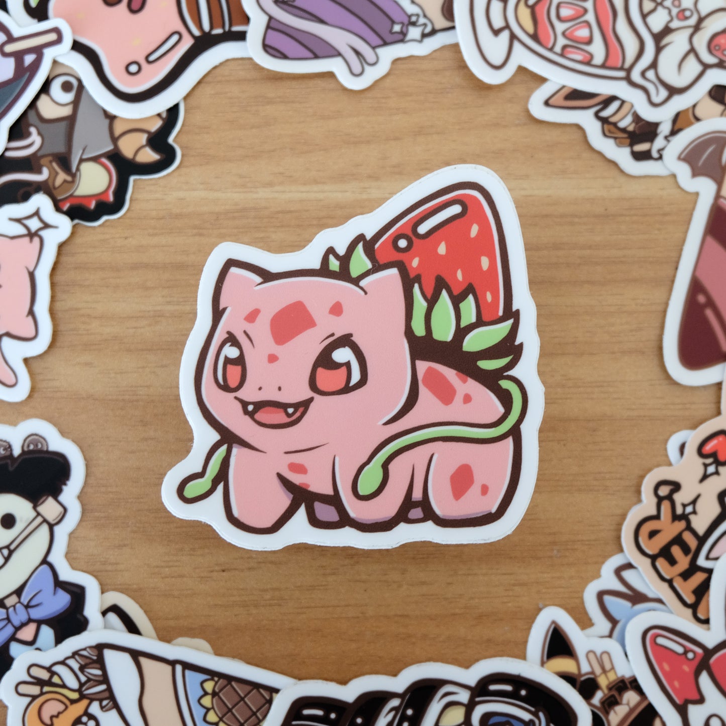 Strawberry Bulbasaur Vinyl Sticker