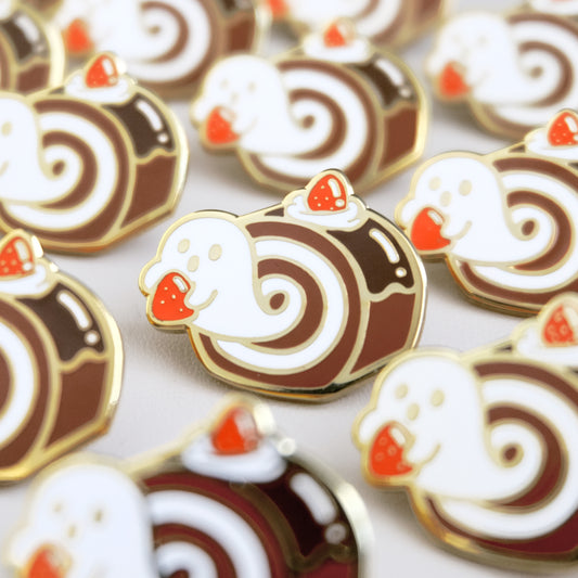 Ghost Cake Roll Enamel Pin
