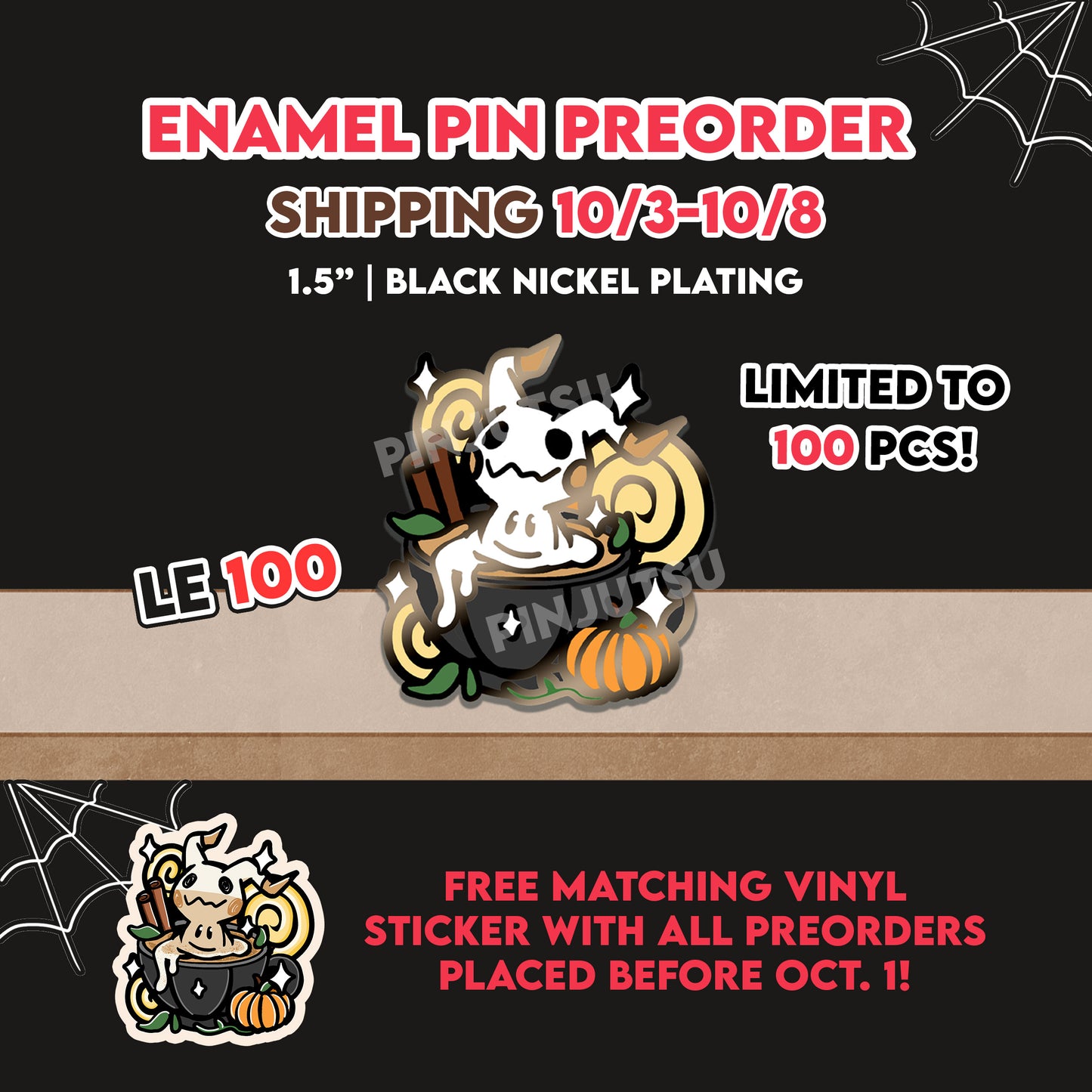 PREORDER: Pumpkin Spice Mimikyu LE100 Enamel Pin (SHIPS OCT. 3-8, 2025)